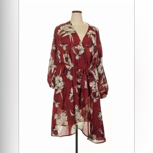 Floral Red Wrap Dress